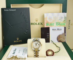 ROLEX Ladies 26mm 18kt Gold & Stainless Steel DateJust MOP Diamond Dial Model 179173